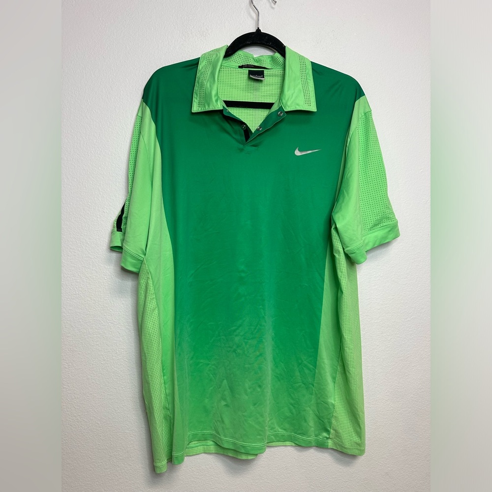 Men's Nike Tiger Woods Collection Dri-Fit Golf Polo Shirt Large Green